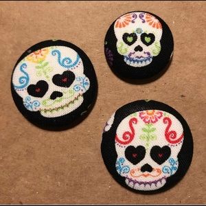 Sugar Skulls Button Earrings
